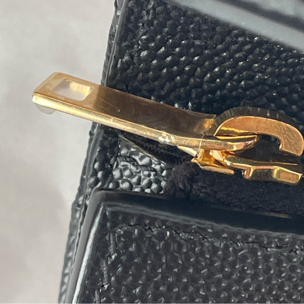 Saint Laurent Grain de Poudre Black Grained Leather Tri Fold Wallet NEW W/O TAGS - Picture 6 of 10